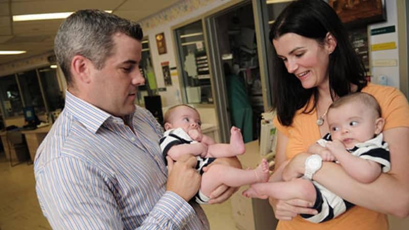 Keegan and Quinlan with their Mom and Dad